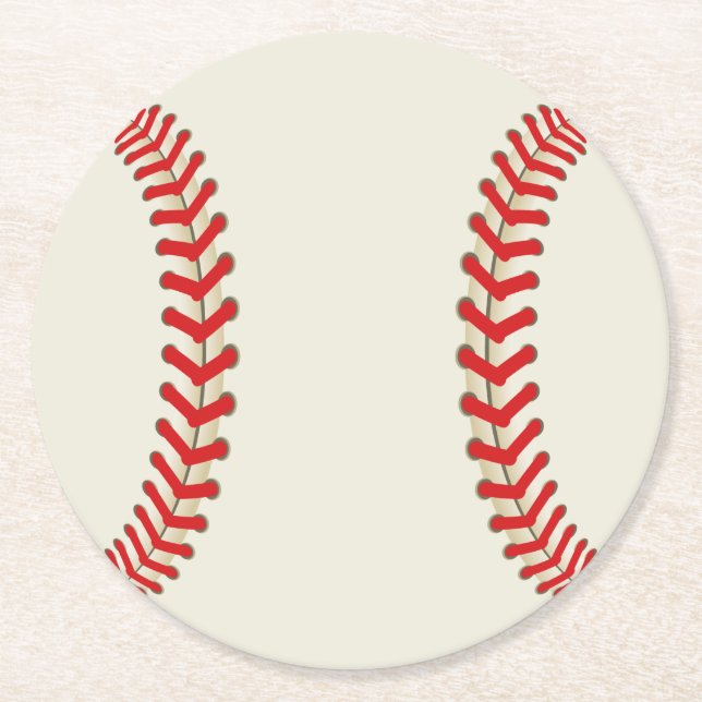 Baseball Sports Theme Round Paper Coaster (Front)