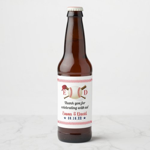 Baseball Sports Theme Wedding Beer Bottle Label