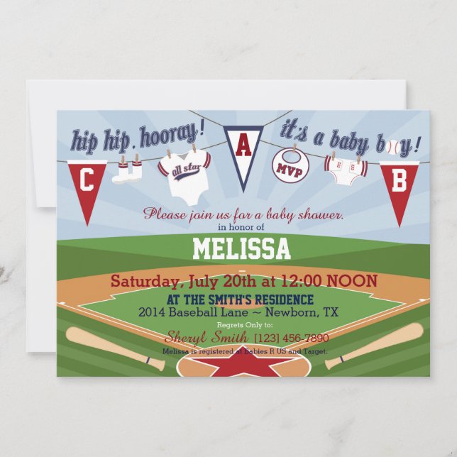 Baseball Sports Themed Baby Shower Invitation (Front)