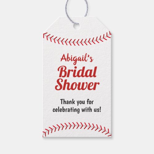 Baseball Sports Themed Bridal Shower Favor Gift Tags