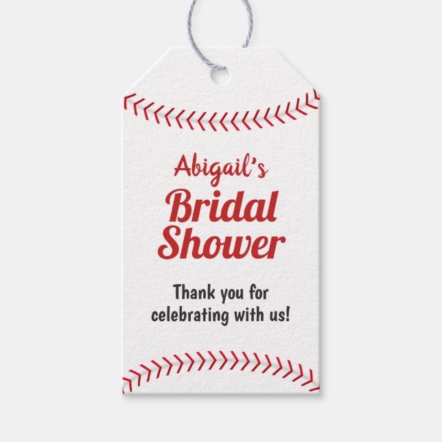 Baseball Sports Themed Bridal Shower Favor Gift Tags (Front)