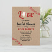 Baseball Sports Wedding Rustic Kraft Bridal Shower Invitation (Standing Front)