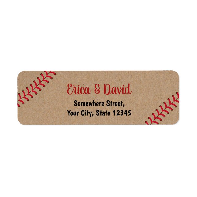 Baseball Sports Wedding Rustic Kraft Label (Front)
