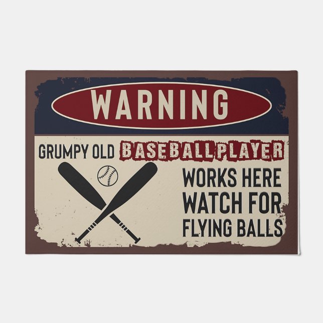 Baseball Sports Welcome Mat,Funny Baseball Doormat (Front)