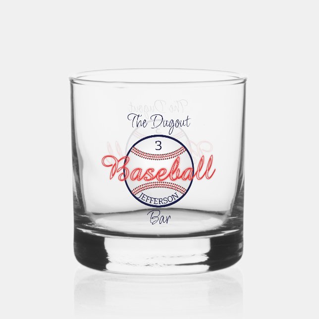 Baseball Sports Whiskey Rocks Glass Drinkware (Front)