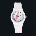 Baseball sports white silicone strap watch<br><div class="desc">design by Barry at www.psptubez.com</div>