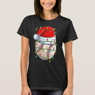 Baseball Sports Xmas Lights Santa Baseball Christ T-Shirt