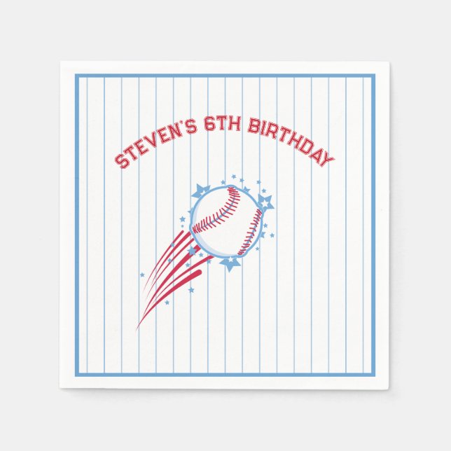 Baseball Sporty Birthday for Kids Napkins (Front)