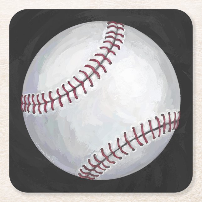 Baseball Square Paper Coaster (Front)