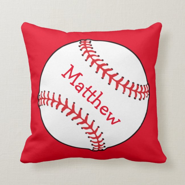 Baseball Square Throw Pillow