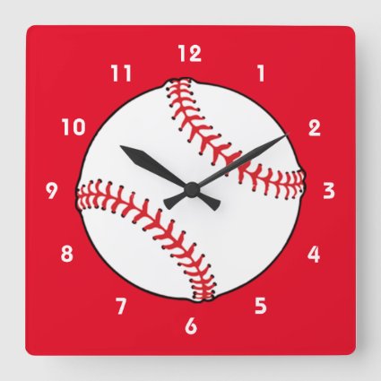 Baseball Square Wall Clock