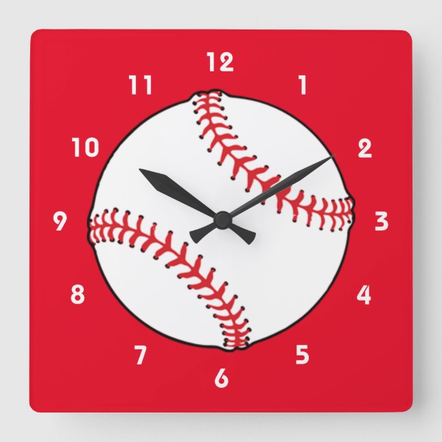 Baseball Square Wall Clock (Front)
