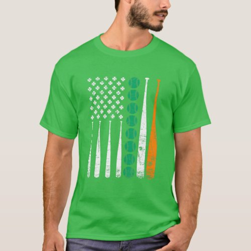 Baseball St Patricks Day American Ireland Flag Sha T_Shirt