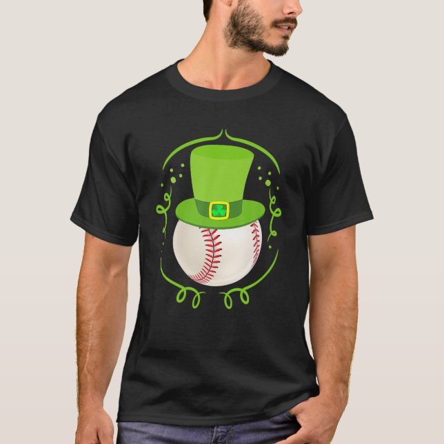 Baseball St Patricks Day Boys Men Shamrock Funny G T-Shirt (Front)