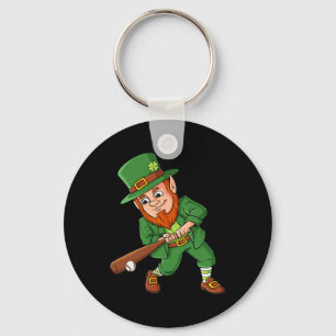 Baseball St Patricks Day Leprechaun Hitter Batter  Keychain