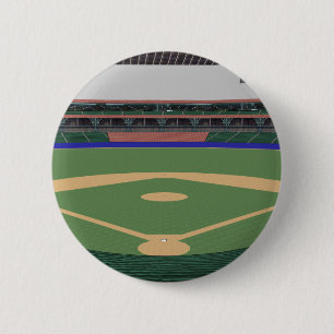 Baseball Stadium: 3D Model: Pinback Button