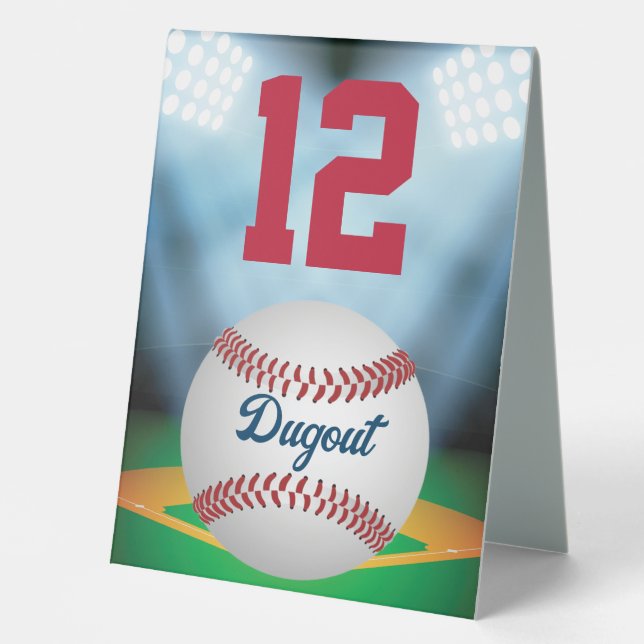 Baseball Stadium Bar Mitzvah Table Number Tent (Front)