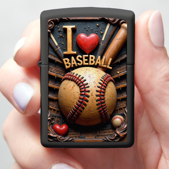 Baseball Stadium Heart Design Zippo Lighter (In Hand)