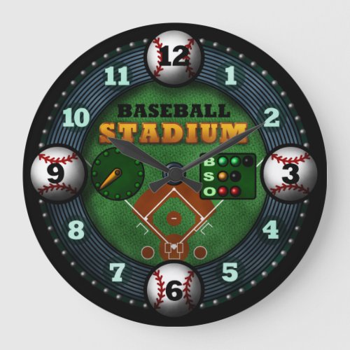 Baseball Stadium Large Clock