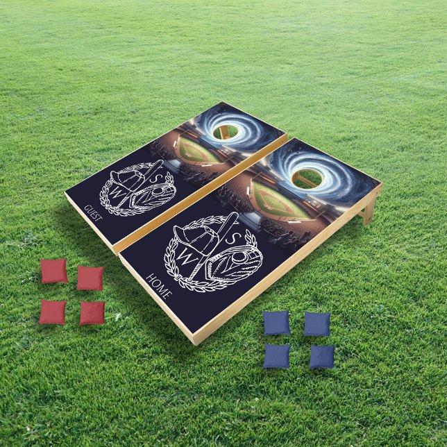 Baseball Stadium Monogram Initial Typography  Cornhole Set (Creator Uploaded)