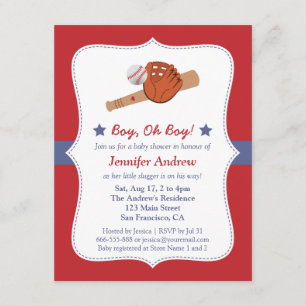 Baseball Star baby boy shower party Invitation