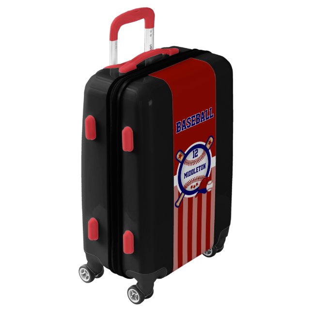 Baseball Star in Dark Red and Blue Luggage (Rotated Left)