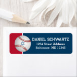 Baseball, Star of David Bar Mitzvah Return Address Label<br><div class="desc">These navy blue, red, and white Bar Mitzvah address labels have a large red and white baseball on the left side with a small blue Star of David centered on it but they can also be used for mailing out any baseball party or event invitations if you remove the Star...</div>