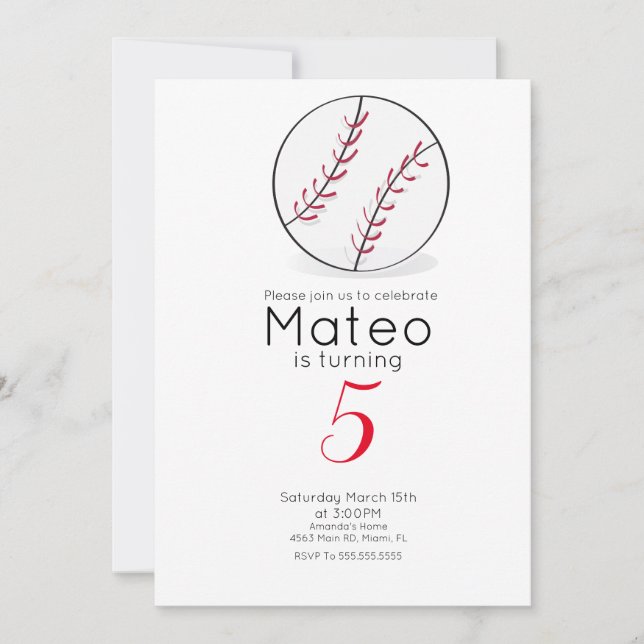 Baseball Stars Birthday Party Invitation (Front)