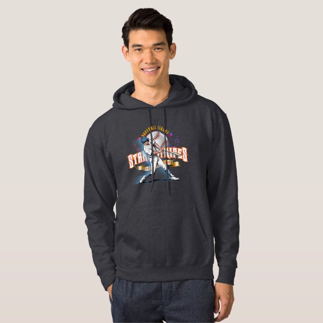 Baseball Stars & Stripes (Dark mode) | Men Hoodie (Front Full)