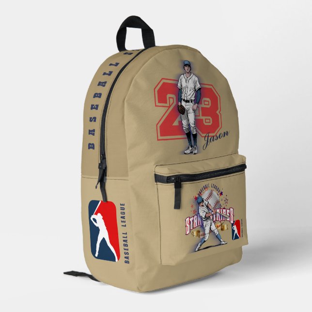 Baseball Stars & Stripes |  Printed Backpack (Back Corner Left)