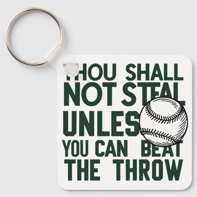 Baseball Stealing Humor Shirt Keychain (Front)