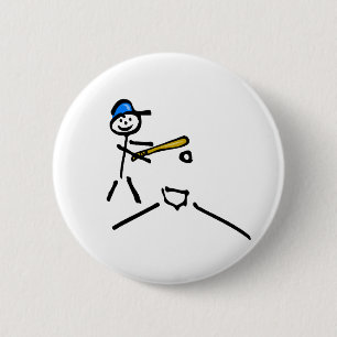 Baseball Stick Figure Pinback Button