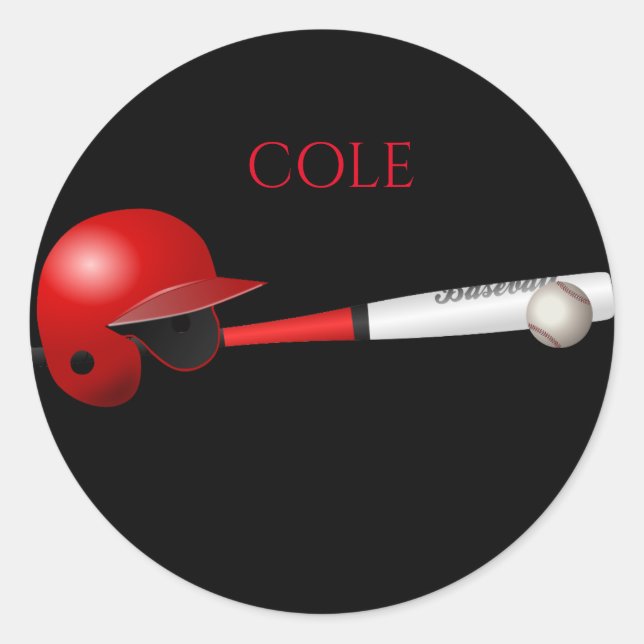 BASEBALL STICKER WITH NAME OF CHILD. (Front)