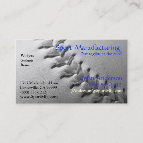 Baseball Stitches Black and White Business Card