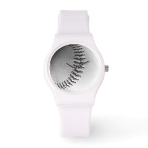 Baseball Stitches (black and white) Watch