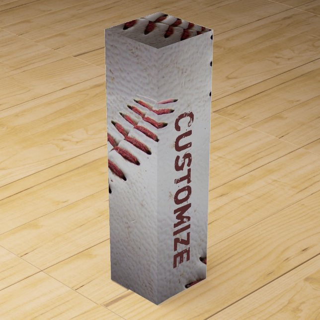 Baseball Stitches (customize) Wine Gift Box (Front)