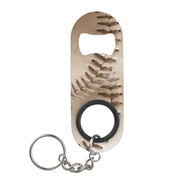Baseball Stitches Keychain Bottle Opener (Front)