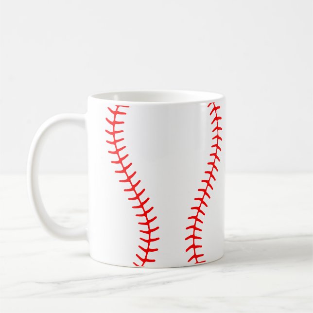 Baseball Stitches Pattern Coffee Mug (Left)