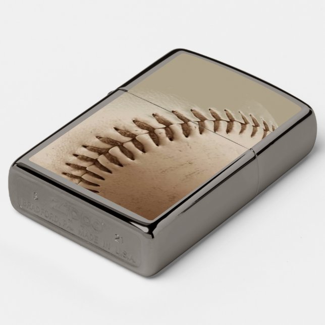Baseball Stitches Sports Ball Photography Zippo Lighter (Angle)
