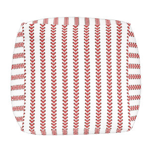 Baseball Stitches Vertical Stripes Pattern Art Pouf