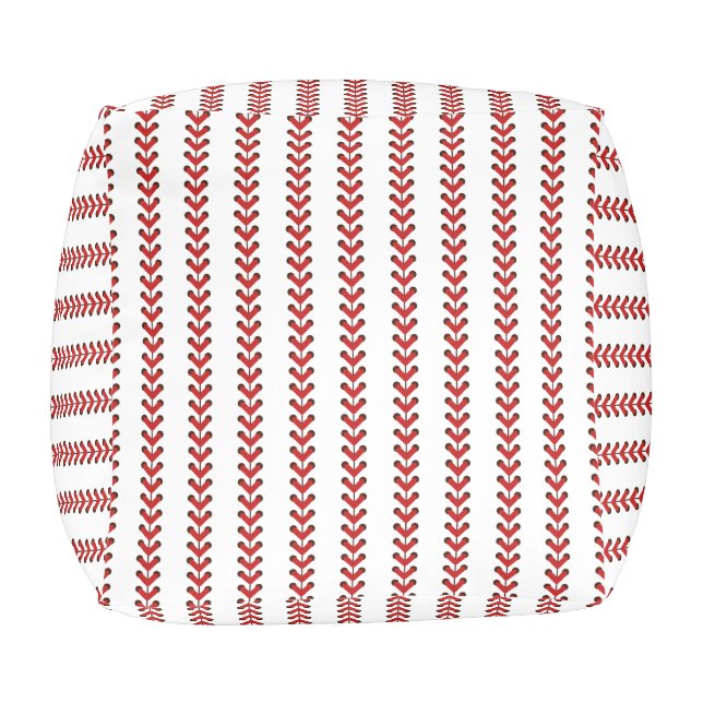 Baseball Stitches Vertical Stripes Pattern Art Pouf (Bottom)