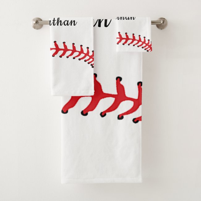Baseball Stitching Design Bath Towel Set