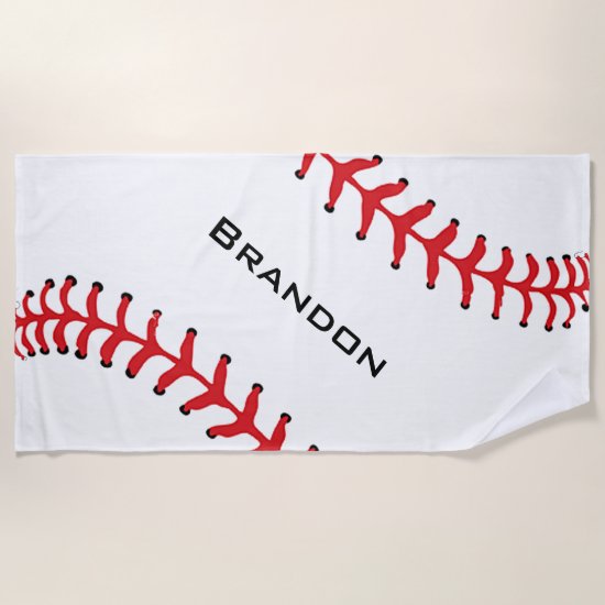 Baseball Stitching Design Beach Towel
