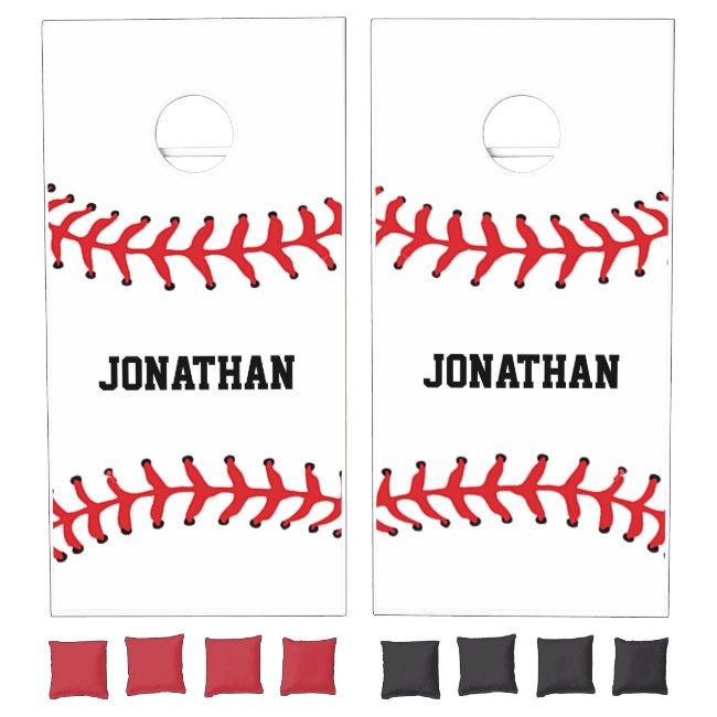 Baseball Stitching Design Cornhole Set