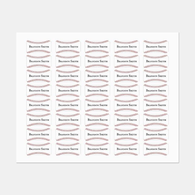 Baseball Stitching Design Name Labels (Sheet)