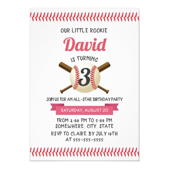 baseball stitching sports theme birthday party invitation zazzle com
