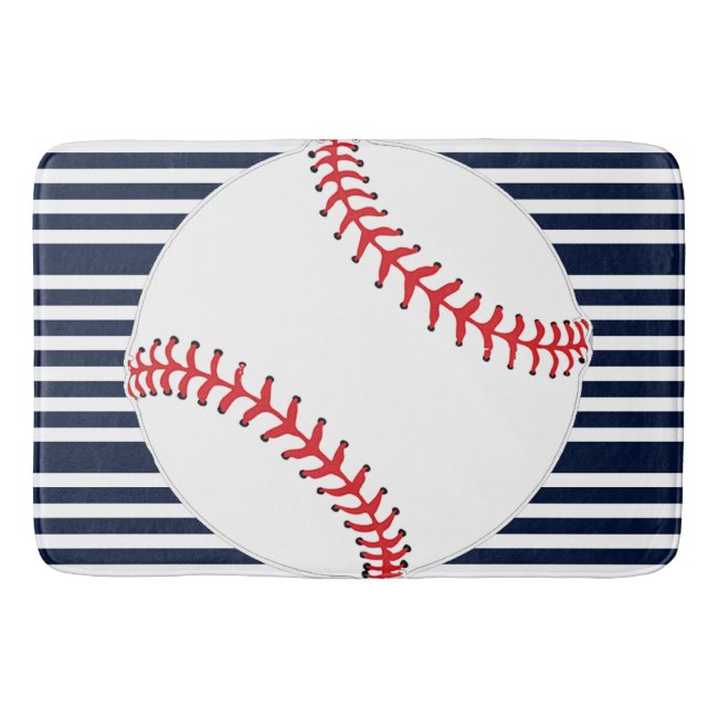 Baseball Stripes Design Bath Mat