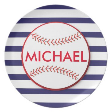 Baseball Stripes - Personalized Melamine Plate
