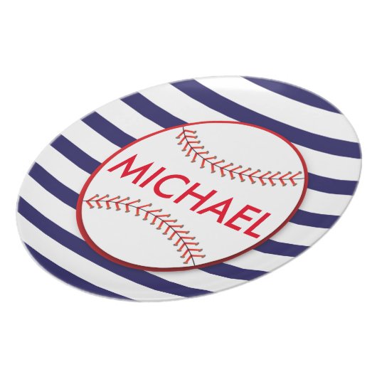 Baseball Stripes - Personalized Melamine Plate (Left Side)
