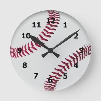 Baseball Style Clock With Numbers by mikek92349 at Zazzle